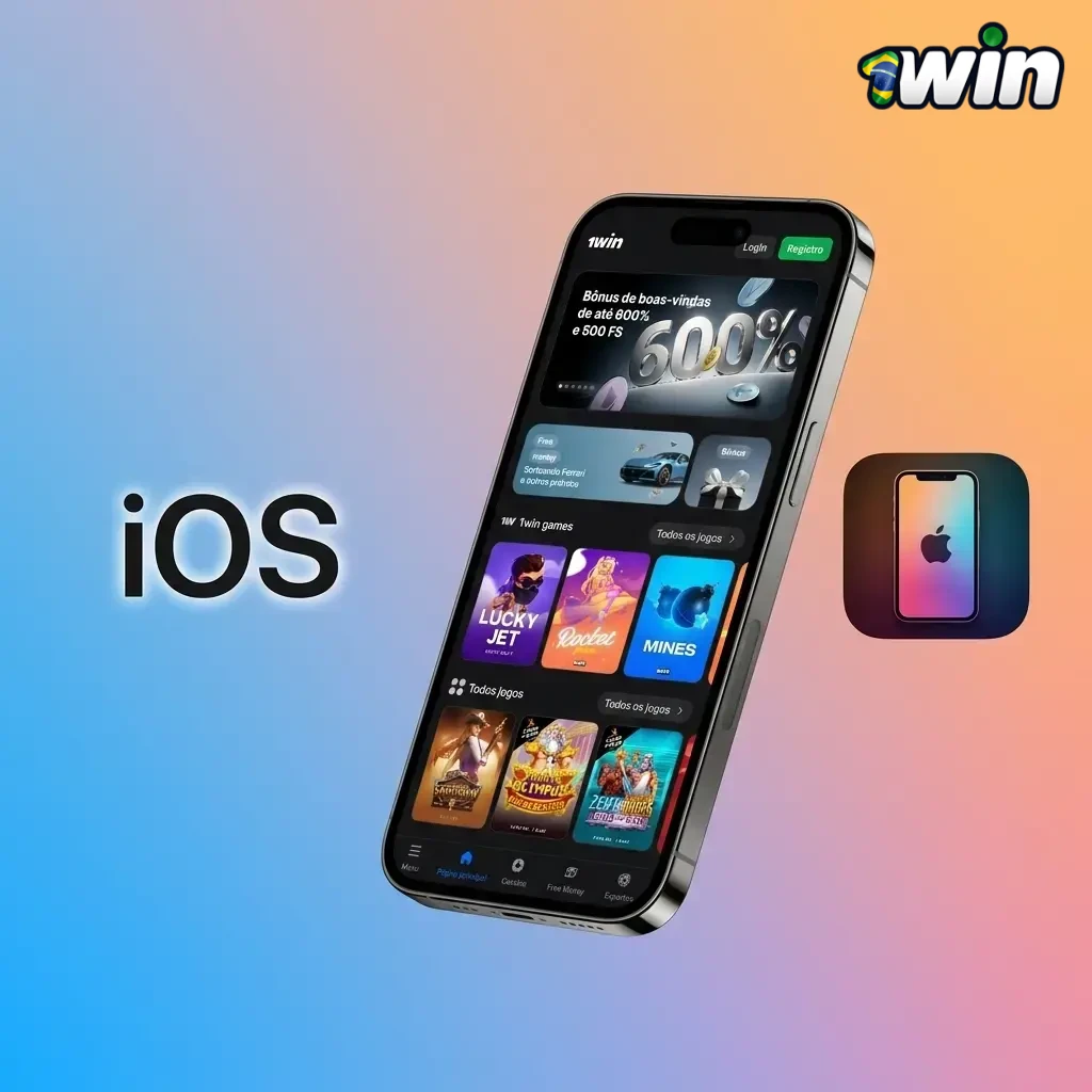 Aplicativo 1win para iOS disponível na App Store para iPhones e iPads com iOS 12.0 ou superior