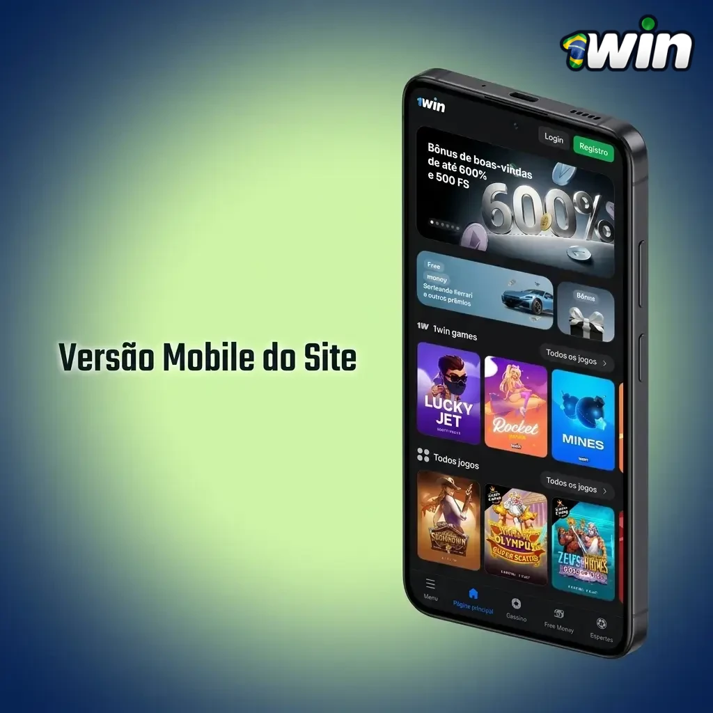 Versão mobile do site 1win com interface adaptada para qualquer tela, acesso a apostas e cassino pelo navegador