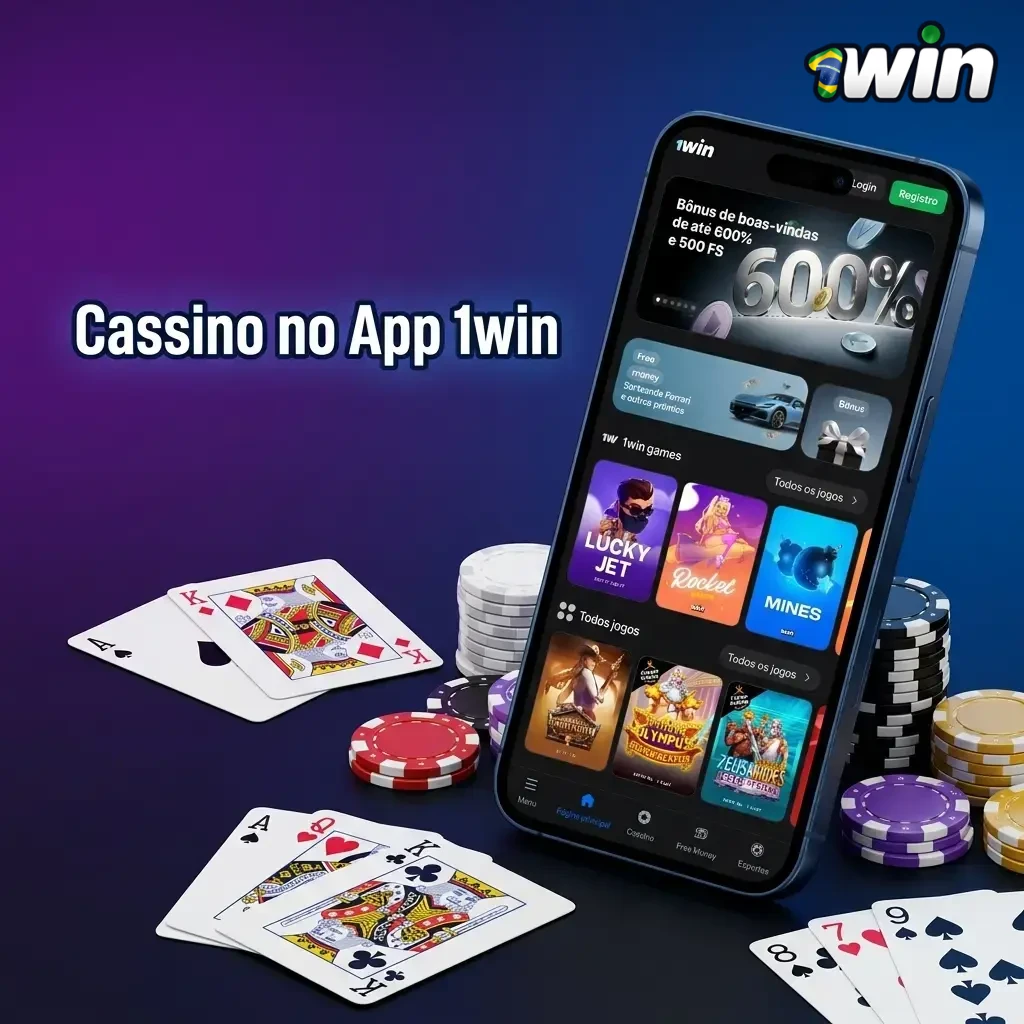 Interface do cassino no app 1win com mais de 10.000 jogos, incluindo slots, cassino ao vivo e jogos de mesa